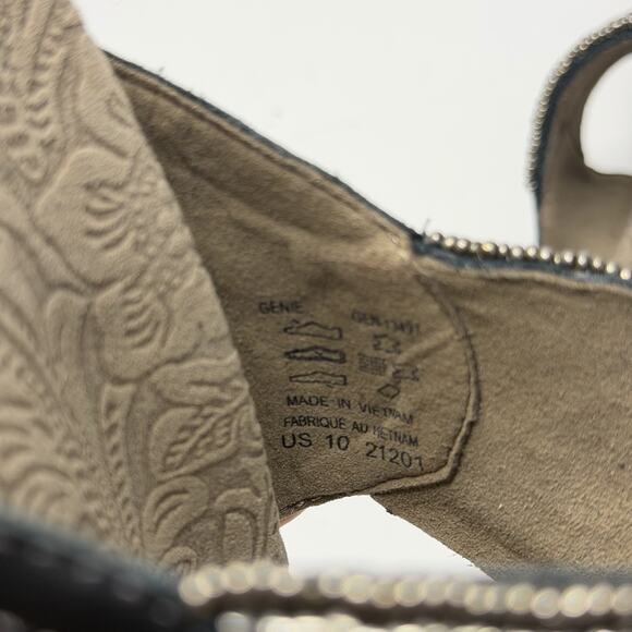 TAOS Sandals Women's 10 Pewter Genie BOHO Studded Beaded Metallic Comfort Luxury - Picture 7 of 10